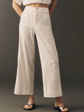 NWT ANTHROPOLOGIE Maeve Colette European Linen Stretch Seashell Embellished 27